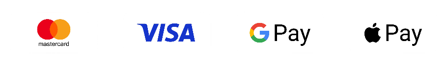 Visa, Mastercard, Google Pay, Apple Pay